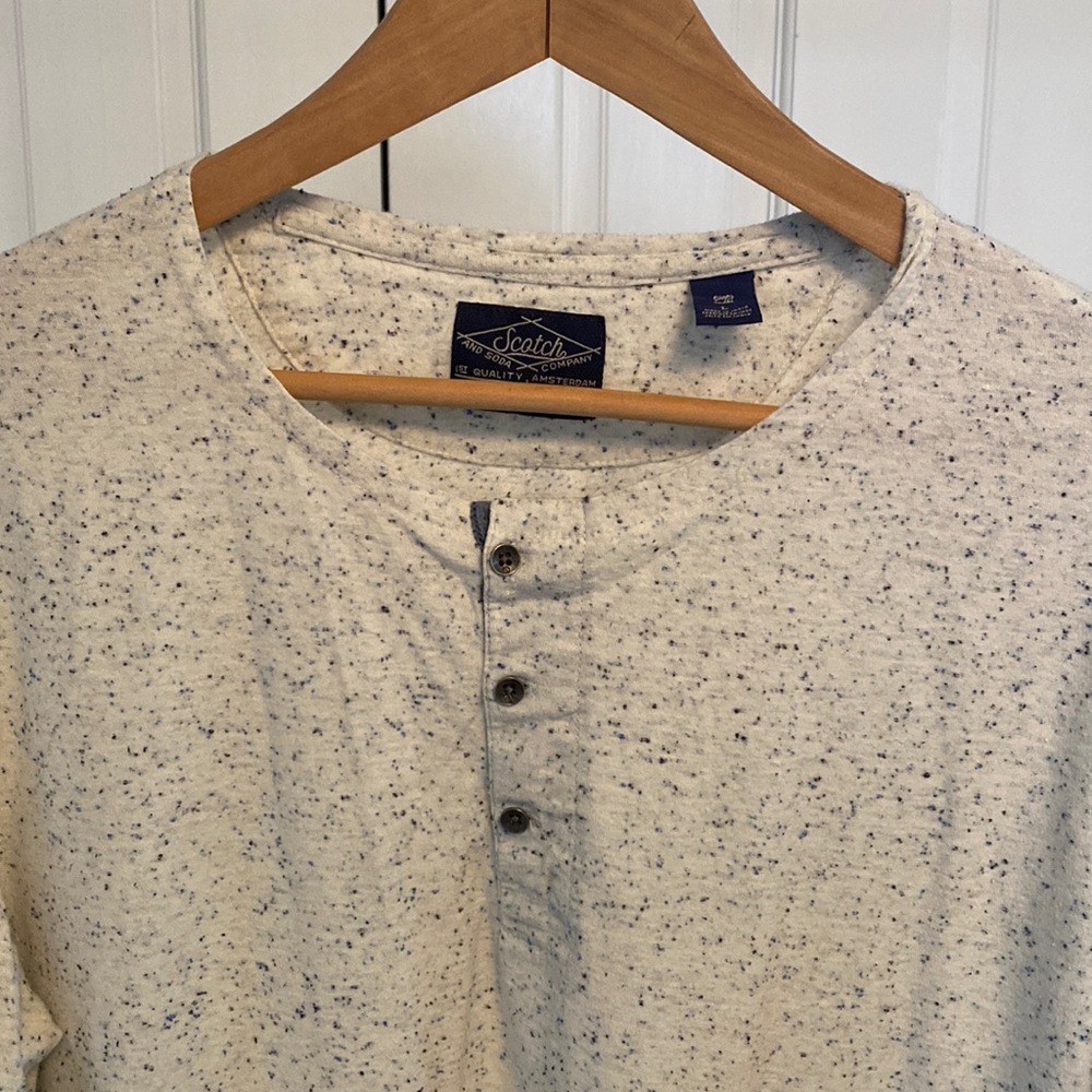 Scotch & Soda / Henley / Blue & Off-White / Large